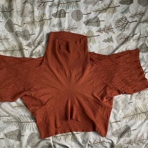 Rust Orange Knit Poncho